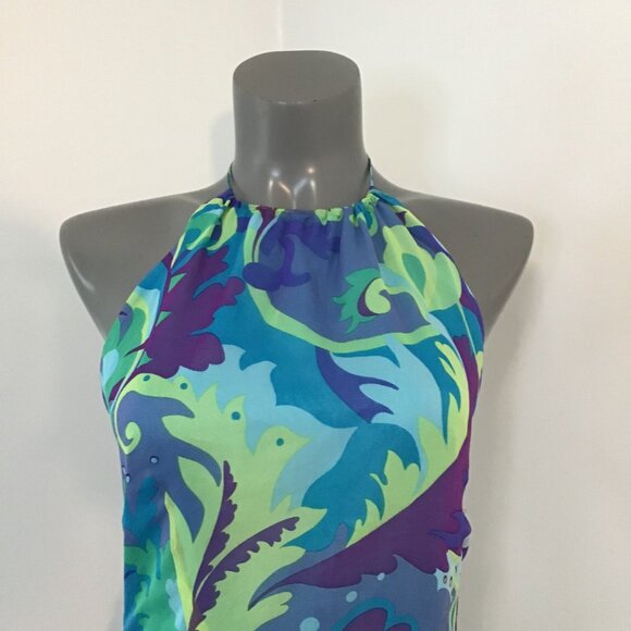 Denise Collection Silk Halter Mini Dress Size 4 - Picture 2 of 12